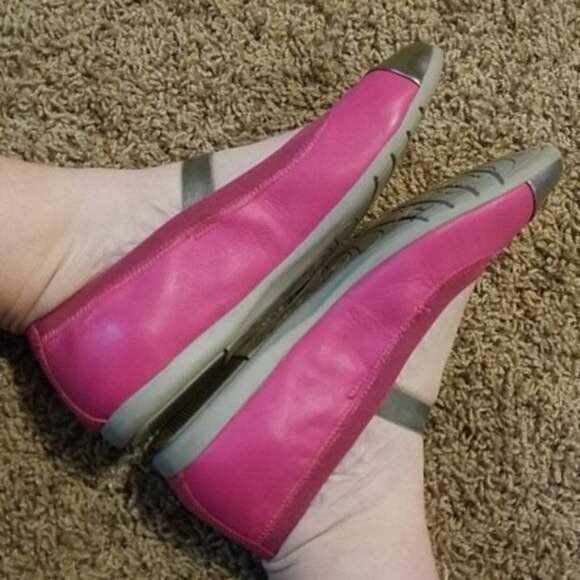 Shoes Clarks Pink Leather Ballet Flat Toe Cap Girls Size 4½ - Picture 5 of 15